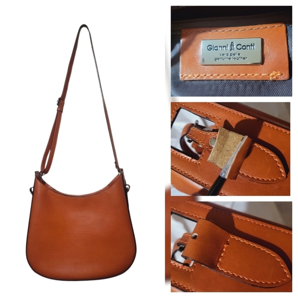 Gianni Conti Italy- *With Defects Shoulder- Crossbody Bag - Genuine Leather $185 - Picture 1 of 16